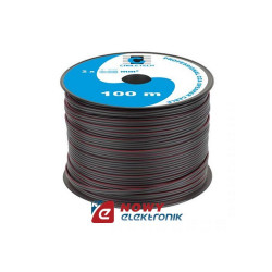 Przewód głośnikowy 2x0,50 CCA do 50V czarny z paskiem TLYP