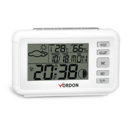 Stacja pogody SP-12 biała temp. wilgotność zegar(budzik)/kalendarz