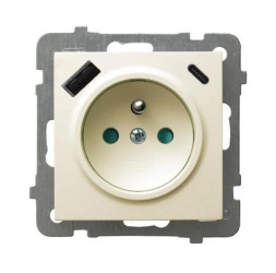 AS Gniazdo pojedyncze z uziemieniem z przesłonami torów prądowych, z ładowarką USB A+C, ecru, GP-1GZPUSBAC/m/27