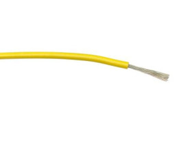 Przewód jednożyłowy linkowy, 1 mm², 32/0,2 mm, 24 AWG, PVC, 1,5 kV AC, Żółty, dł. 100m, RS PRO