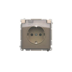 Simon Basic Gniazdo wtyczkowe Schuko do wersji IP44 z przesłonami (moduł) 16A, 250V~,zaciski śrubowe klapka transparentna beż BM