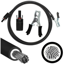 Kabel solarny przyłączeniowy 4mm2 złącze typu Krokodyl 40A / gniazdo typu MC4 czarny 1m