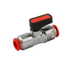 Zawór kulowy wtykowy Ghilux mini do węża fi 4 mm, PN20 mosiądz niklowany PTFE/NBR