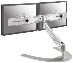 Neomounts Uchwyt do monitora, stojący FPMA-D940DD 2 Wyświetlacz 25,4 cm (10") - 61 cm (24") srebrny Uchylny, Przenośny,