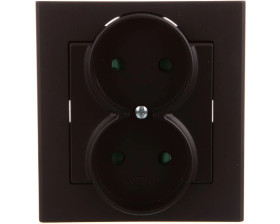 SONATA Gniazdo podwójne b/u z przesłonami czarny metalik GP-2RP/33