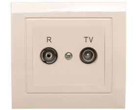 KIER Gniazdo antenowe RTV przelotowe 16dB beżowe GPA-16WP/01