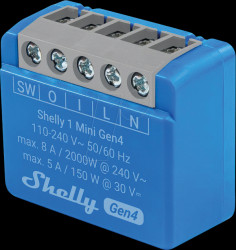SHELLY_1_MINI GEN4 Shelly 1 Mini Gen4, 1-channel, BT Matter Zigbee WLAN, max. 8 A