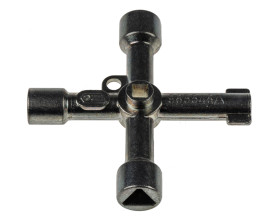 Klucze krzyżakowe Facom 4 jamy: - 2 jamy kwadratowe: 6, 8 mm (A). - 1 trójkątna jamka: 9 mm (B). - 1 szczelina