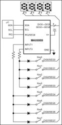 MAX6959 2-Wire Interfaced, 3V to 5.5V, 4-Digit, 9-Segment LED Display Drivers with Keyscan