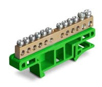 ZKL00-12EG Listwa zaciskowa zerowa 12 zacisków 400V 30A (na szynę TH35) zielona