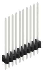 Pin header, 10 pole, pitch 1.27 mm, straight, black, 10060848