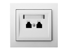 KIER Gniazdo telefoniczne podwójne niezależne biały GPT-2WN/00 OSPEL