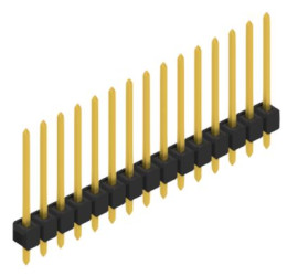 Pin header, 15 pole, pitch 2.54 mm, straight, black, 10048551