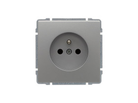 KOS 66 Gniazdo pojedyncze z uziemieniem bez ramki aluminium 664034 KOS