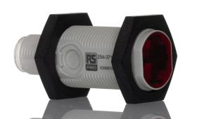 Czujniki fotoelektryczne tłumienie tła cylindryczny RS PRO PNP NONC zakres 0,1 m Światło czerwone