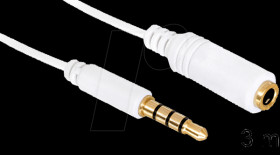 84483 Jack, 3.5 mm, plug/socket, 4-pin, iPhone, 3.0 m, white
