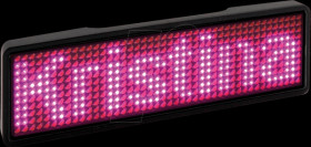 125905 LED Name Tag, 11x44 pixels, USB, black frame, pink LED