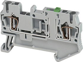Knife disconnect terminal block, 2 pole, 0.8-4.0 mm², clamping points: 1, gray, spring balancer connection, 20 A, NSYTRR22SC
