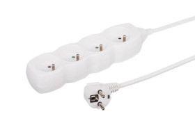 Przedłużacz 4-gniazdowy, 1,5m biały, 3x1,0mm OWY / 34415