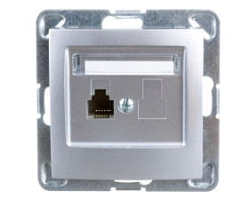 IMPRESJA Gniazdo telefoniczne pojedyncze RJ11 srebrne GPT-1Y/m/18