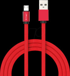 8497 Sync &amp; charging, USB A -> micro, 1,0m, cotton, red