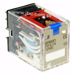 MY4IN 12DC(S) Przekaźnik 4 torowy ze wskaźnikiem LED i z blokowanym przyciskiem testującym, 5A, OMRON, MY4IN12DCS