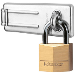 Master Lock 140703EURD Hasp 89mm &#x2B; Solid Brass Padlock 40mm