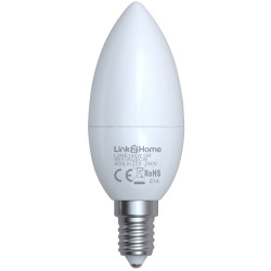 Link2Home L2HE145W Wi-Fi LED SES (E14) Opal Candle Dim Bulb, White+RGB 400lm 5W