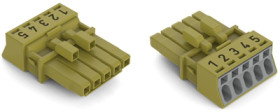 Socket, 5 pole, push-in, 1.5 mm², light green, 890-265