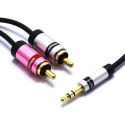 Kabel Aux Jack 3,5 Stereo 2x RCA Slim 0,5m JKR53 Vitalco