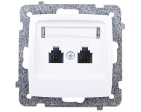 KARO Gniazdo telefoniczne podwójne RJ11 niezależne białe GPT-2SN/m/00