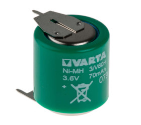 Akumulator monetowy 3.6V V80H Pin płytki drukowanej 15.5mm NiMH