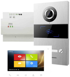 HHG Villa Set 1 Wideodomofon kompletny zestaw aluminiowy (szczotkowany), biały