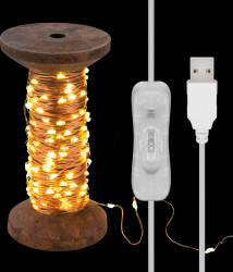60342 LED light chain 15 mtr "yarn spool" with 150 LEDs,USB cable