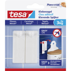 tesa 77763-00000-00 Self-adhesive Nail white 2pcs no drilling 3kg hold reusable