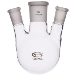 Glassco Round Bottom Flask Three Necks 100ml Centre Neck 24/29 Angled 14/23