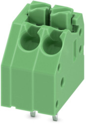 PCB terminal, 2 pole, pitch 3.5 mm, AWG 24-16, 8 A, spring-clamp connection, green, 1984963