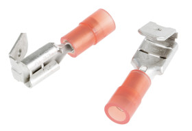 Konektor płaski Męskie do żeńskiego 6.35 x 0.8mm 0,5 → 1,5 mm², 22 → 16 AWG długość 23mm Izolacja: Izolowane Cyna