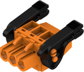 Socket header, 3 pole, pitch 5.08 mm, angled, orange, 1087260000