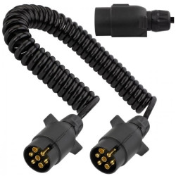 Przewód spiralny QLY-s kabel do przyczepy zakończony plastikowymi wtykami 7-pin 12V 4m