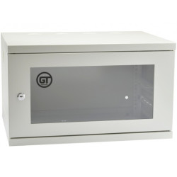 Szafa wisząca RACK 19" 6U 400mm drzwi szklane szara GT