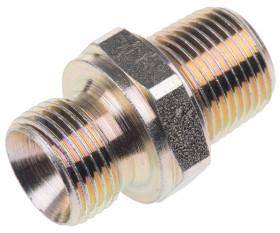 Hydrauliczny adapter gwintowany prosty, Złacze A: G 3/8, Złacze B: R 3/8 męskie, Stal, 315bar