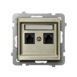 SONATA Gniazdo telefoniczne podwójne RJ11 niezależne nowe srebro GPT-2RMN/m/44