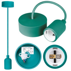 Lampa wisząca zwis sufitowy E27 silikonowa turkusowa