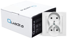 QUADRA Gniazdo podwójne z/u białe