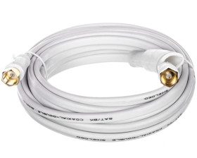 Przewód antenowy satelitarny płaski F 5m biały 67296