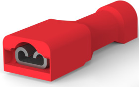 Insulated flat plug sleeve, 2.8 x 0.81 mm, 0.32 to 0.82 mm², AWG 22 to 18, brass, tin-plated, red, 2-520273-2