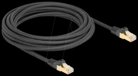 80320 Patch cable, Cat.6a, S/FTP, braided jacket, 5 m, black