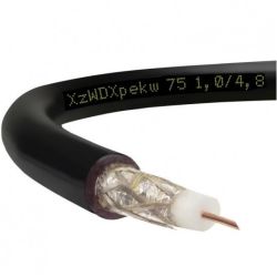 Przewód koncentryczny zewnętrzny żelowany 75ohm XzWDXpekw75 1,0/4,8/8,4 czarny Technokabel