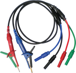 Measuring lead with (kelvin clip) to (plug), black/red/green/blue, 380565